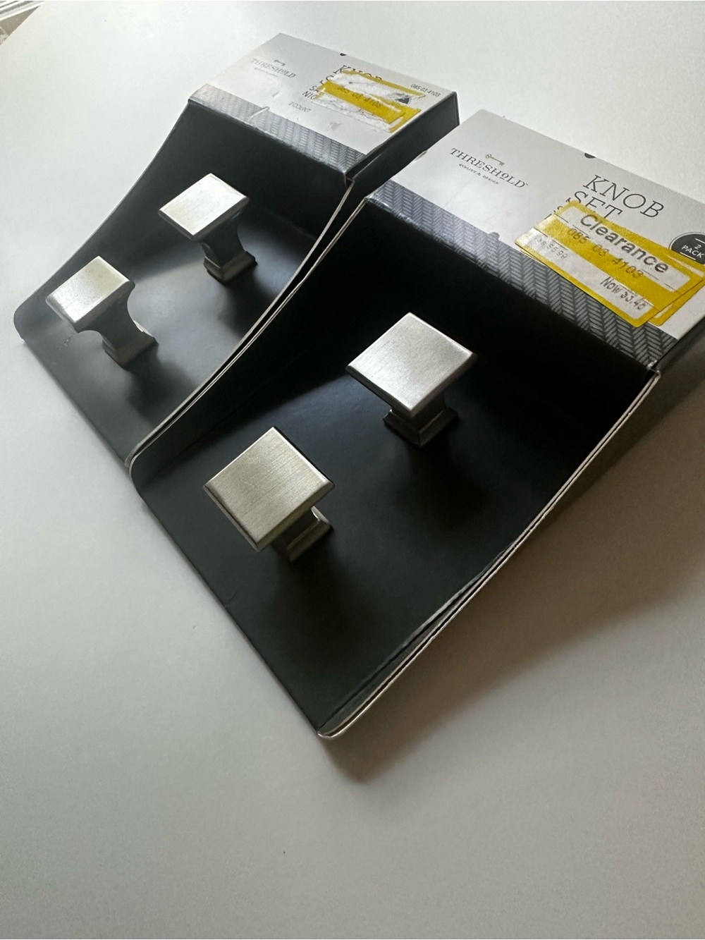 Threshold Brushed Nickel Square Cabinet Knob - 2 sets of 2 (4 knobs total)